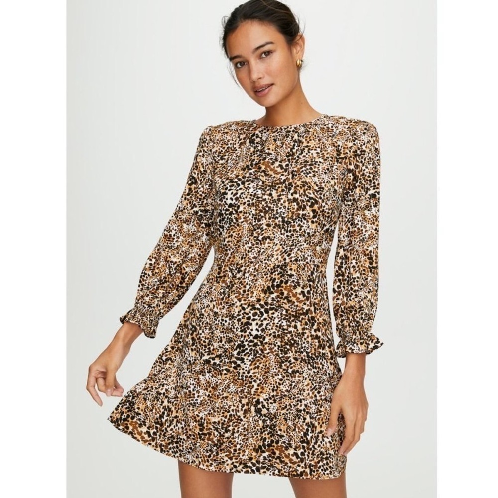 Aritzia Wilfred Baroque Animal Print Dress Long Sleeve 6 Fall